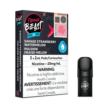 Flavour Beast Pods - Savage Strawberry Watermelon Iced (3Pk)