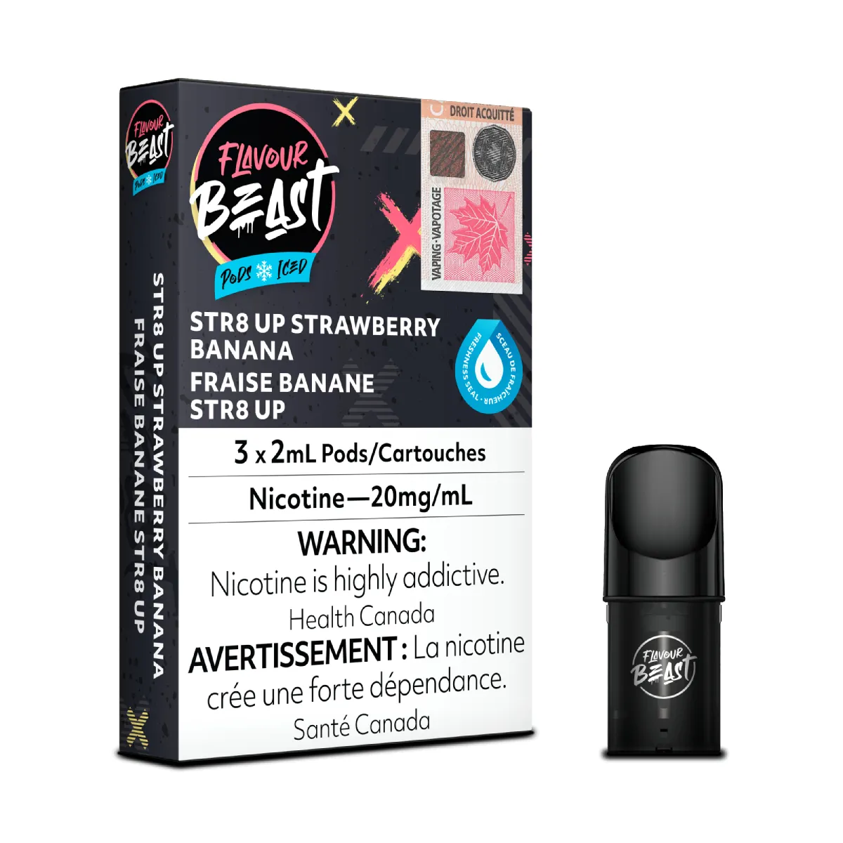 Flavour Beast Pods - STR8 Up Strawberry Banana Iced (3Pk)