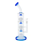 Blue Heavy Clear Thick Glass Bong Water Pipes with 14mm Skull Bubbler
