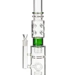 Green Thick Straight Shooter Glass on Glass Water Pipe with Donut Showerhead Perc