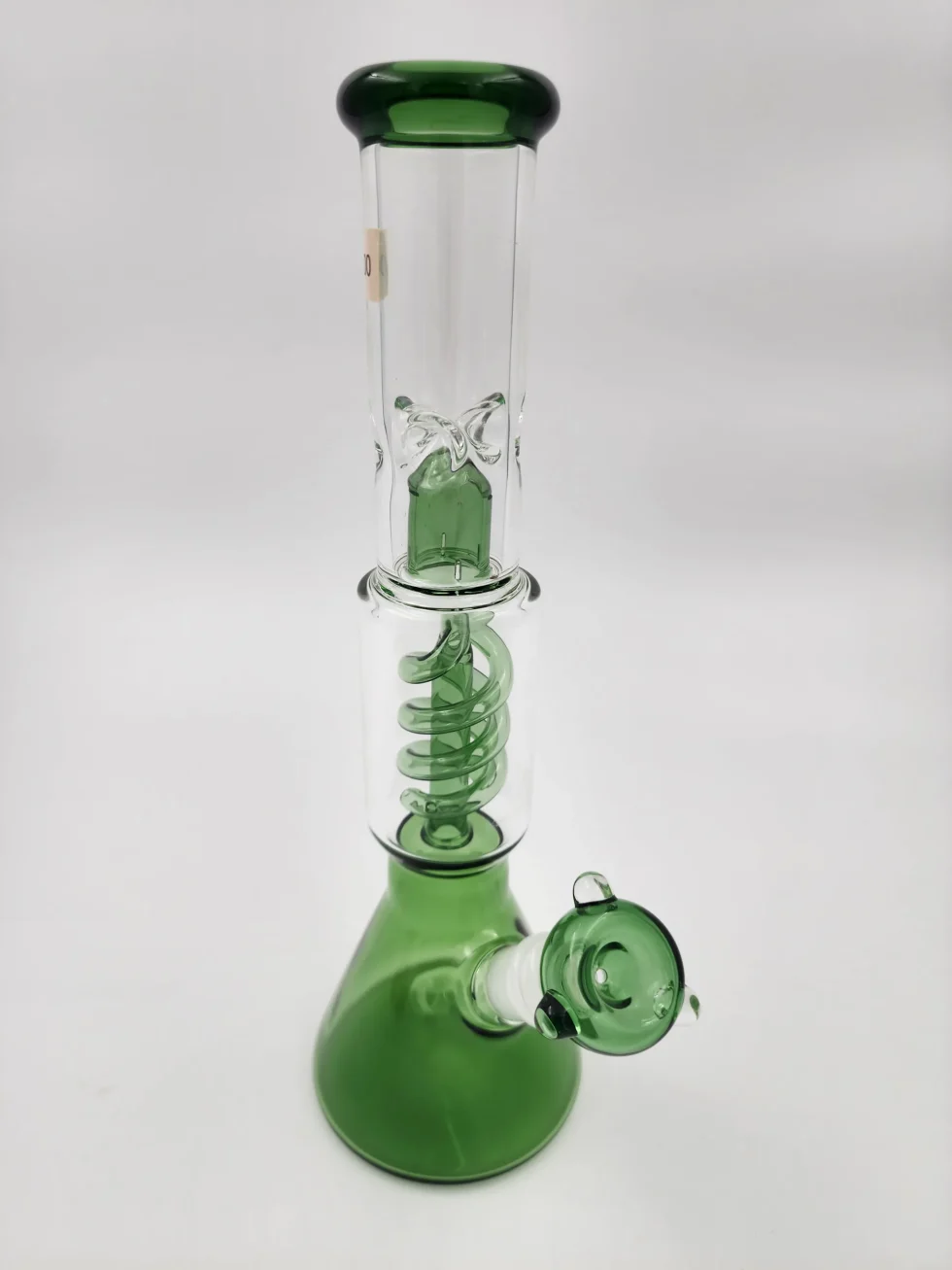 Green Glass Bong with Spirale Chamber Tree Perc and Ice Notches