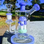 Blue Thick Heavy Mushroom Water Pipe Hookah Bubbler Bong