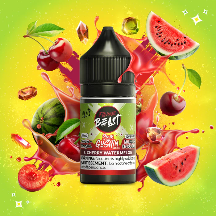 Flavour Beast E-Liquid – SOUR GUSHIN S. Cherry Watermelon 20mg/30mL Flavour Beast E-Liquid – SOUR GUSHIN S. Cherry Watermelon 20mg/30mL
