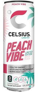 Celsius Sparkling Zero Sugar Energy Drinks - Peach (355 ml)