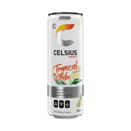 Celsius Tropical Vibe Zero Sugar Energy Drink  Energy Drink - Sparkling Starfruit-Pineapple (355 ml)