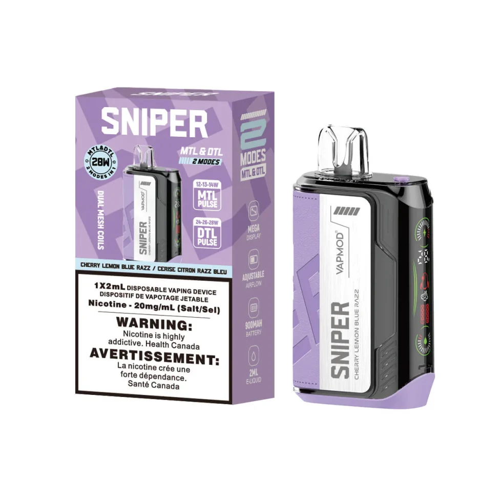Sniper 20K – Disposable Vape – 20000 Puffs - Cherry Lemon Blue Razz Sniper 20K – Disposable Vape – 20000 Puffs - Cherry Lemon Blue Razz