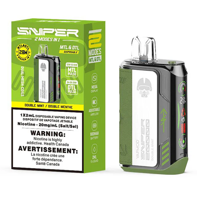 Sniper 20K – Disposable Vape – 20000 Puffs - Double Mint Sniper 20K – Disposable Vape – 20000 Puffs - Double Mint