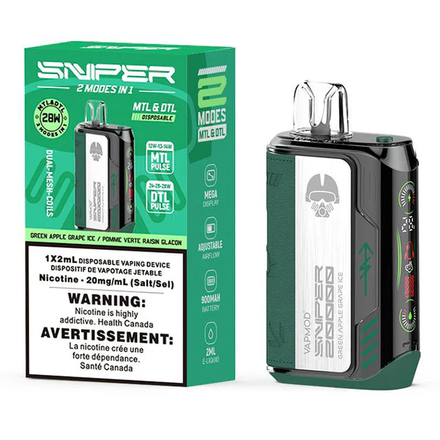 Sniper 20K – Disposable Vape – 20000 Puffs - Green Apple Grape Ice Sniper 20K – Disposable Vape – 20000 Puffs - Green Apple Grape Ice