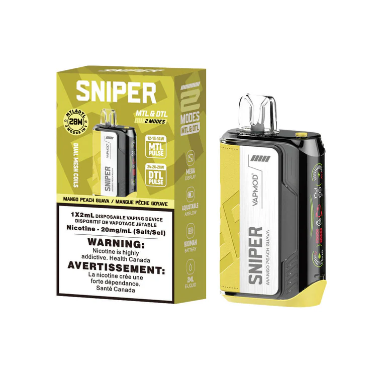 Sniper 20K – Disposable Vape – 20000 Puffs - Mango Peach Guava Sniper 20K – Disposable Vape – 20000 Puffs - Mango Peach Guava