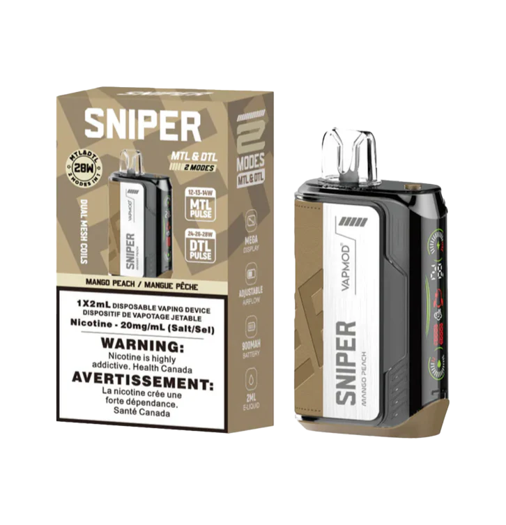 Sniper 20K – Disposable Vape – 20000 Puffs - Mango Peach Sniper 20K – Disposable Vape – 20000 Puffs - Mango Peach